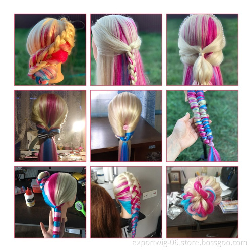 Colorful Synthetic Hair Mannequin Head For Hairstyles Hairdressing Training Head Nice Doll Heads For synthetic braiding hair